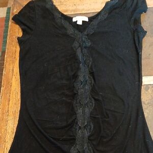 Elegant Black Lace Trim Top